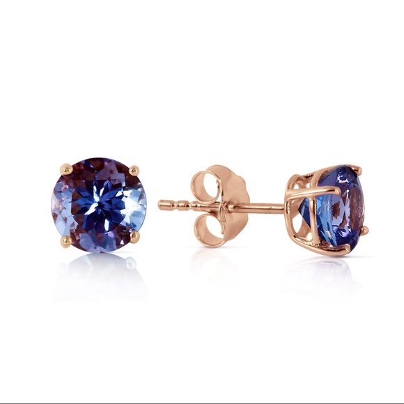Galaxy Gold Products Jewelry - 14K. SOLID GOLD STUD EARRINGS WITH TANZANITES